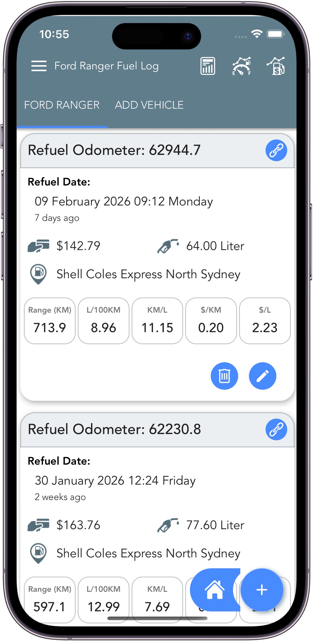 Trip Logbook App - Vehicle fuel log - track fuel consumption accurately